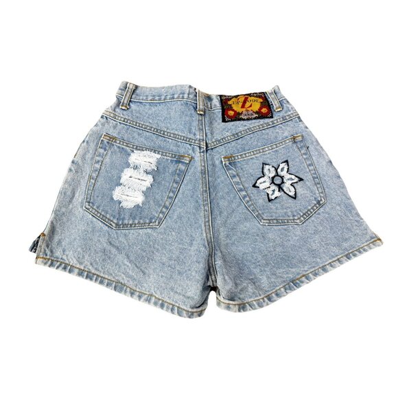 VTG Zip code Sz 7/8 (Actual 23x2) Floral Light Wash Denim Shorts 100% Cotton EUC - Picture 2 of 11